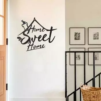 1 шт. Знак «Home Sweet Home» – металлический настенный декор, стильное украшение для двери и дома, элегантное настенное украшение для домашнего декора светло-серый