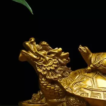 1 шт. золотая статуэтка дракона черепахи фэн-шуй, монета, деньги, богатство, удача one size