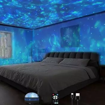 1 шт., звездный проектор, 7 узоров OceanWave, водный свет, проектор для спальни, домашнего кинотеатра, свадебного рождественского декора, питание от USB