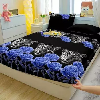 1 Simple Modern Animal Printed Matte Fitted Sheet, Bedroom Printed Bed Cover, Bedding (Excluding Pillowcases) 71x132cm