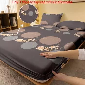 1 Simple Modern Circular Geometry Printed Matte Fitted Sheet, Bedroom Printed Bed Cover,Bedding(Excluding Pillowcases) 71x132cm