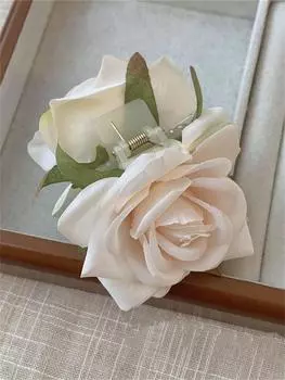 1 women s new retro simulation rose flower back head claw hair hair accessories photo Internet celebrity travel accessories Size fits all