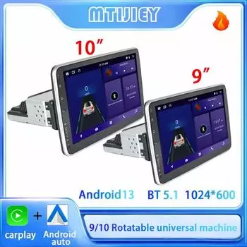 1din Android14 9/10 дюймов автомобильный стерео радио поворотный сенсорный экран для универсального Carplay GPS навигация Bluetooth WIFI авторадио