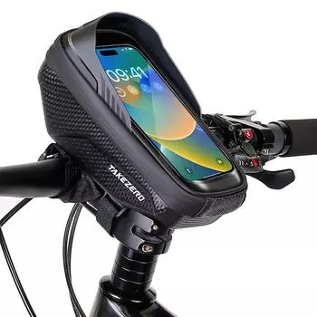 1L Bike Phone Holder Waterproof Sun Visor Bike Frame Bag Support Touch Screen Bicycle Upper Tube Bag for Smart Phones 4.7-6.8in