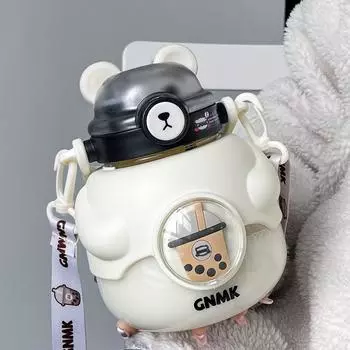 1L Water Bottle For Girls Cute Bear Cup Kawaii Cartoon Kids Tumbler Sports Drinking Straw Tumbler Portable Large Capacity Kettle 1L