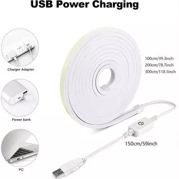 1M/2M/3M/5M 5V USB неоновая светодиодная лента водонепроницаемая гибкая светодиодная неоновая лента для ванной комнаты, шкафа, домашнего декора, комнаты, телевизора 1M
