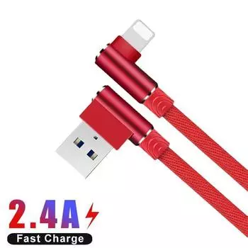 1M/2M/3M 90-градусный кабель Lightning для быстрой зарядки Iphone, шнур передачи данных 0.35M чёрный