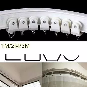 1M 2M 3M Карниз для штор Прямой Гибкий Потолочный Монтаж Стены Окна Балкон Пластик Сгибаемый Аксессуары Для Дома 1M set top clamping