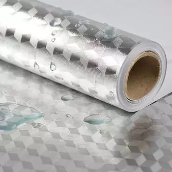 1M/Roll Наклейки на кухонный фартук Самоклеящиеся наклейки из алюминиевой фольги Маслостойкие водонепроницаемые наклейки на кухонную плиту 40X100cm