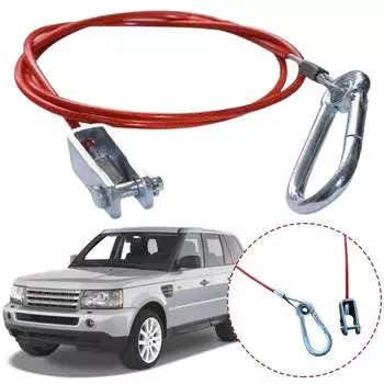 1M Winter Trailer Dismounting Safety Rope with U shaped Clip and Carabiner Ensure Safe Towing Journey Stainless Steel Quality 100cm красный