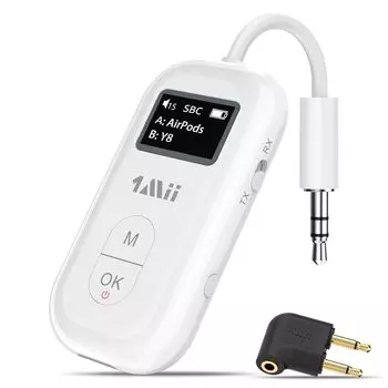 1Mii SafeFly Pro Bluetooth передатчик Connect 2 Bluetooth aptX LL low mm разъем для наушников беспроводной передатчик развлечения в самолете 25 часов в течение белый