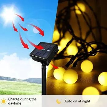 1Pack Solar String Light Garden Solar Globe Fairy Lights 8 Modes Waterproof For Garden Christmas Outdoor Wedding Decor Lights 4M20LED теплый белый