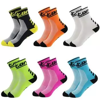 1pair Breathable Sweat-Absorbent Mid-Calf Socks For Cycling, Sports Socks For Men Women S(35-39)
