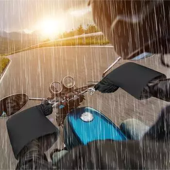 1Pair Motorcycle Handlebar Gloves Winter Warm Snowmobile Handle Grip Gauntlets Gloves Windproof Cold Weather Handlebar Mittens чёрный