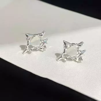 1Pair Sweet Heart Opal Stud Earrings For Women Girls Cute Advanced Sense Earrings Jewelry Accessories Birthday Gifts