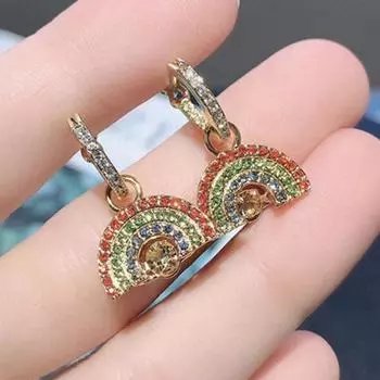 1PC 1:1 Smart beating heart rainbow earrings, shining heart rainbow shape earrings