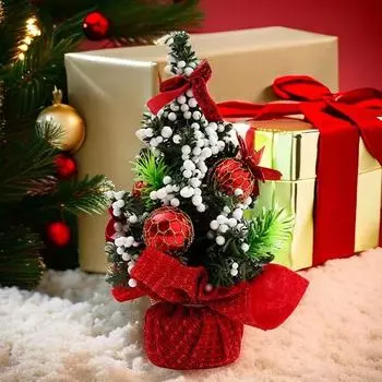 1PC 20CM Table Mini Christmas Tree Festival Decoration Desktop Small Tree Gifts Party Supplies Ornament For Home New Year 20CM