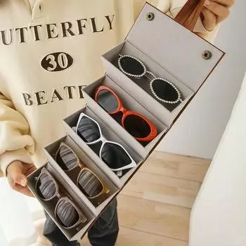 1pc 3/4/5 Slots Glasses Storage Box Foldable Portable Travel Organizers Storage Box for Glasses Sunglasses Wall Hanging Case