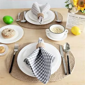 1Pc 45x45cm 100% Cotton Plaid Square Tea Towel Kitchen Table Dinner Napkin New Year Party Gift Home Decor красный
