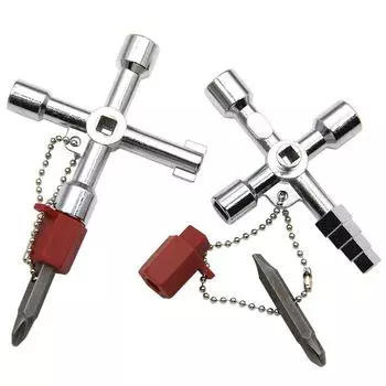 1PC 4in1 Серебряный ключ-гаечный ключ Электрический шкаф управления лифтом Клапан Внутренний треугольник Четырехугольный набор инструментов для отвертки