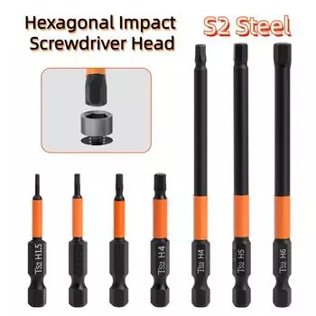 1pc 50/100mm Hex Head Wrench Drill Bit 1/4 Shank Quick Release Magnetic Screwdriver Bit H1.5 H2.5 H3.0 H4.0 H5.0 H6.0