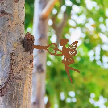 1pc Angel on Branch Steel Silhouette - Add a touch of angelic beauty to your home, with this stunning metal wall art светло-серый
