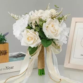 1PC Artificial Rose Flower Wedding Bouquets for Bride Bridesmaids Bridal Bouquets for Wedding Prom Ceremony Homecoming Anniversary Decorations шампанского
