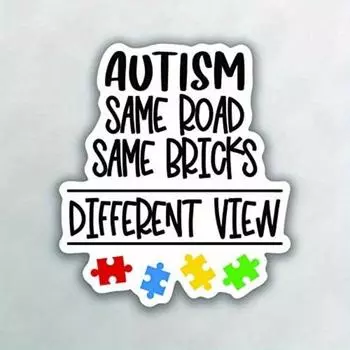 1pc Autism Same Road Different View PVC Decal Sticker - Car Truck Van SUV Window 1pc