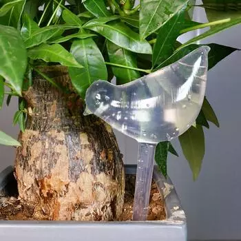 1pc Automatic Flower Watering Device Plant Waterer Self Watering Globes Bird Shape Hand Blown ClearPlastic Aqua Bulbs