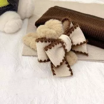 1pc Autumn and Winter Bow Plush Retro Grasp Clip Meilad Exquisite Premium Shark Clip Temperament Hair Clip Accessories