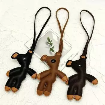 1PC Bear Bag Charm Cute Car Keychain Charm Cartoon Pendant Decoration Backpack Charm Niche Multicoloured