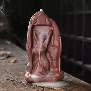 1pc Beauty Type Purple Clay Backflow Incense Burner Ceramic Handicraft Incense Stick Holder Ornament Aromatherapy Censer