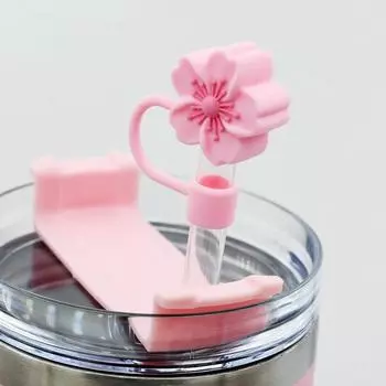 1pc Begonia Flower Straw Cover Caps 10mm Silicone Straw Tips Lids Reusable Dust-Proof Straw Topper for Cup Party Decor