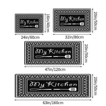 1PC, black-and-white carpet mat against dirty and luxurious wind at the door of the living room of the kitchen 400MMx600MM чёрный