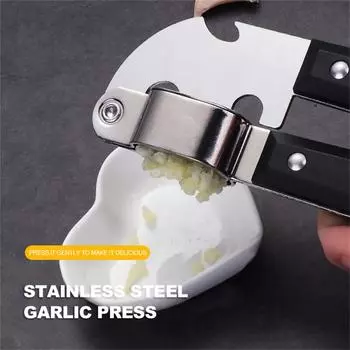 1Pc Black Stainless Steel Garlic Press Household Garlic Garlic Press Manual Garlic Press Creative Kitchen Tools