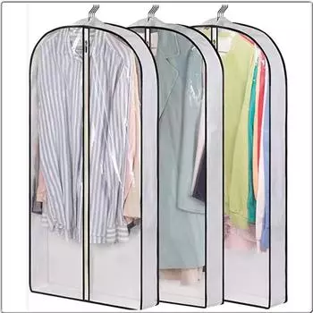 1PC Black Washable Dust Cover Clothes Storage Hanging Bag Household Waterproof Transparent PVC Nonwoven Fabric 80 60 10cm чёрный