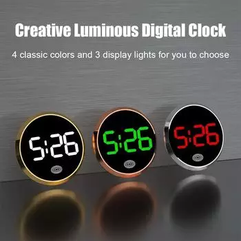 1PC Car Clock Digital Luminous Clocks Touch Type LED Electronic Watch Alloy Quartz Watch Interior Stick-On Car Accessories