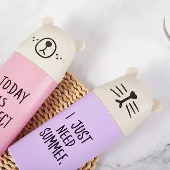 1Pc Cartoon Bear Toothpaste Toothbrush Holder Bathroom Accessories Portable Travel Toothbrush Cover Cup Bathroom Organizer синий
