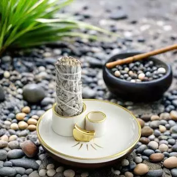 1PC Ceramic Home Decor Peruvian Sacred Wood Burning Tray Ornaments Sacred Wood Base New Incense Holder Incense Burner