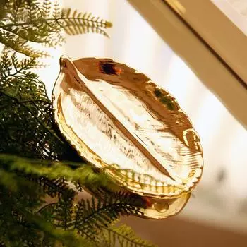1PC Ceramic Ins Leaf Jewelry Tray Plating Gold Leaf Shooting Ornament Entryway Storage Tray Scandinavian