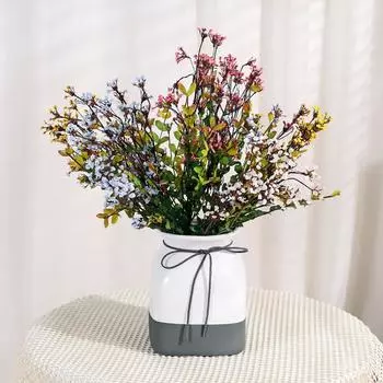 1pc Ceramic Vase White and Grey Porcelain Flower Vase with Bowknot Home Decor Water Planting Container