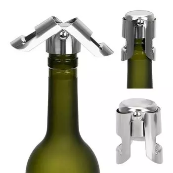 1PC Champagne Stopper Stainless Steel Champagne Bottle Sealer Sparkling Wine Bottle Plug Sealer Leak-Proof Bubble