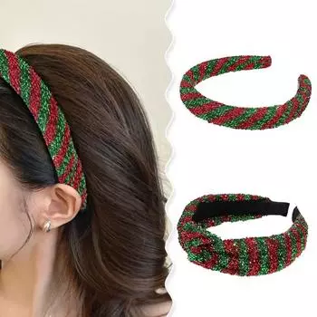 1Pc Christmas Striped Hair Bands Headwear Elastic Hair Scrunchies Rubber Band Headband Christmas Women Hair Accessories