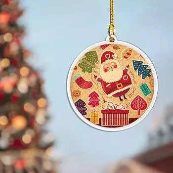 1PC Christmas Tree Socks Printed Pendants Acrylic Christmas Ornaments Hanging Pendants