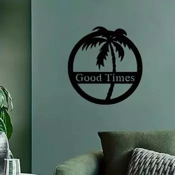1pc Coconut Theme Decor - Stunning Wall Art Decorations Combining Iron Crafts, Modern Appeal for Bedroom, Delicate Sticker Mural светло-серый