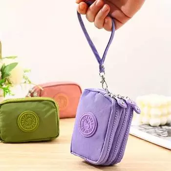 1PC Coin Purse Gift Waterproof Key Bag Simple Zip Coin Purse Multilayer Nylon Pendant Multicolour