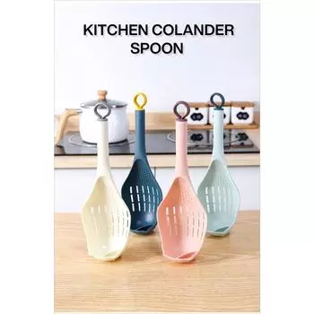 1pc Colander Spoon - Scoop Colander, Plastic Large Soup Strainer Spoon, Strainer Slotted Spoon Kitchen Utensil with Long Handle розовый