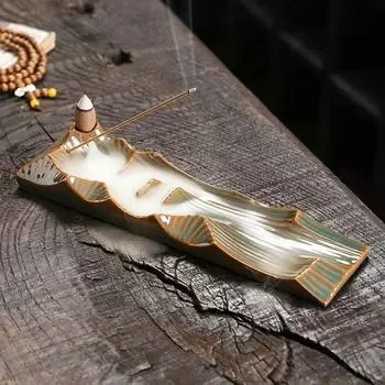1pc, Creative Ceramic Handicrafts For Home Ornaments Backflow Incense Burner Handmade Incense Stick Holder (Without Incense)