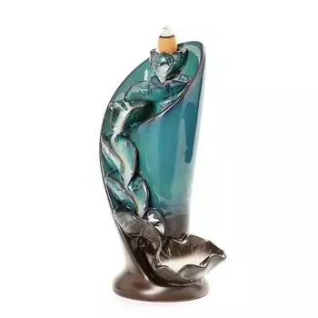1pc, Creative Torch Design Ceramic Handicraft Home Ornaments Lotus Waterfall Backflow Incense Burner (Without Incense Cones)