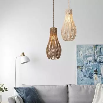 1PC Crochet Lampshade Boho Lampshade Accessory Rustic Pendant Lamp Shade Handmade 19x40cm